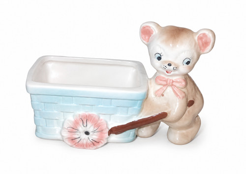 Vintage ceramic bear - ceramic, pushing
