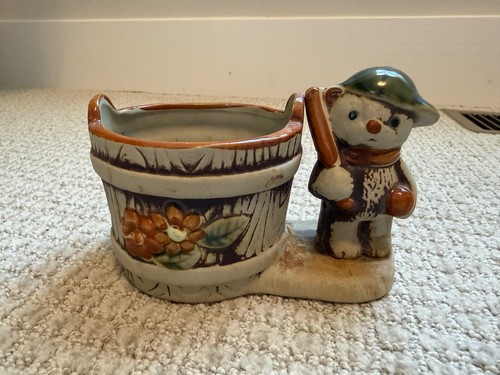 Vintage ceramic planter teddy - vintage,