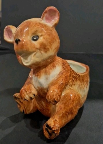 Vtg 1950s ceramic bear log - ceramic,