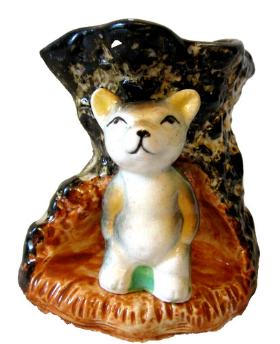 Vintage bear and tree stump - bear,